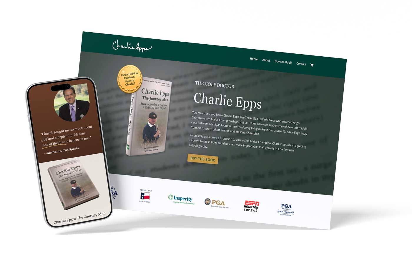 Charlie Epps book website homepage design